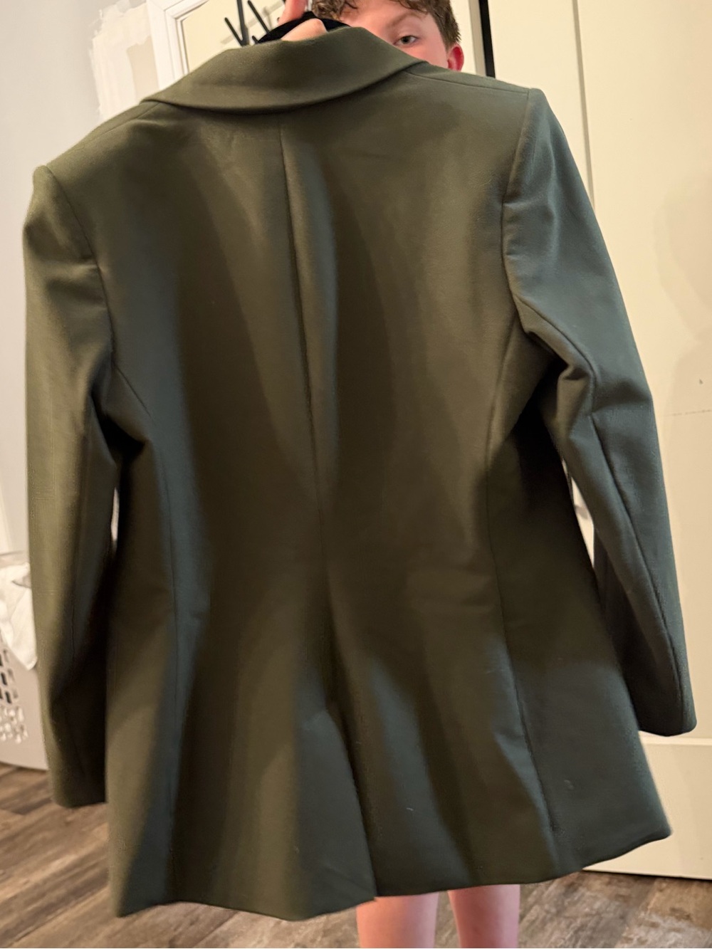 Express Olive Green Double-Breasted Blazer with Gold Buttons - Picture 3 of 6